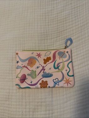 ipsy Pink Space & Floral Mini Pouch